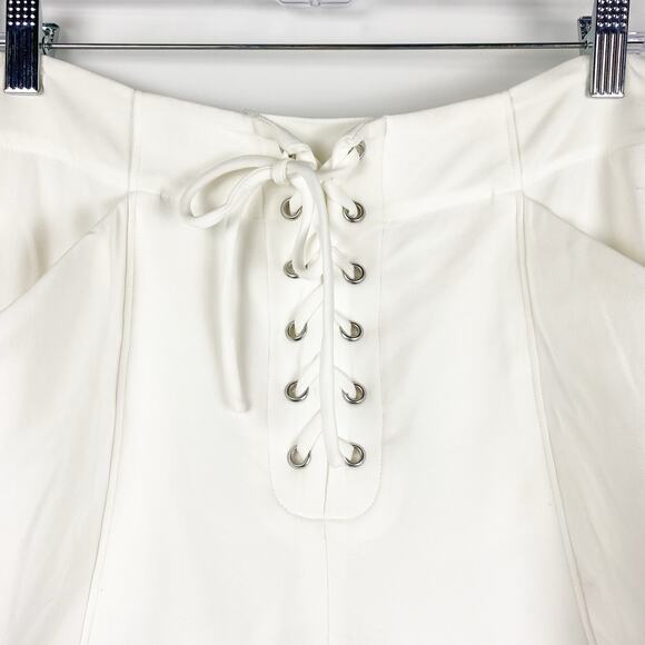 A.L.C. Kyle Crepe White Lace-Up Shorts High Waist Pockets Women’s Size 8 - Picture 11 of 11